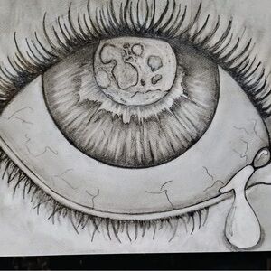 Surreal Black and White Eye Illustration
